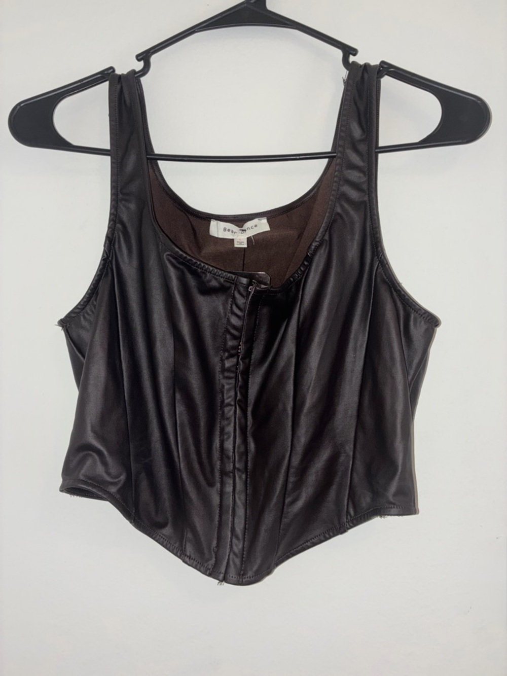 Faux Leather Black Corset Top